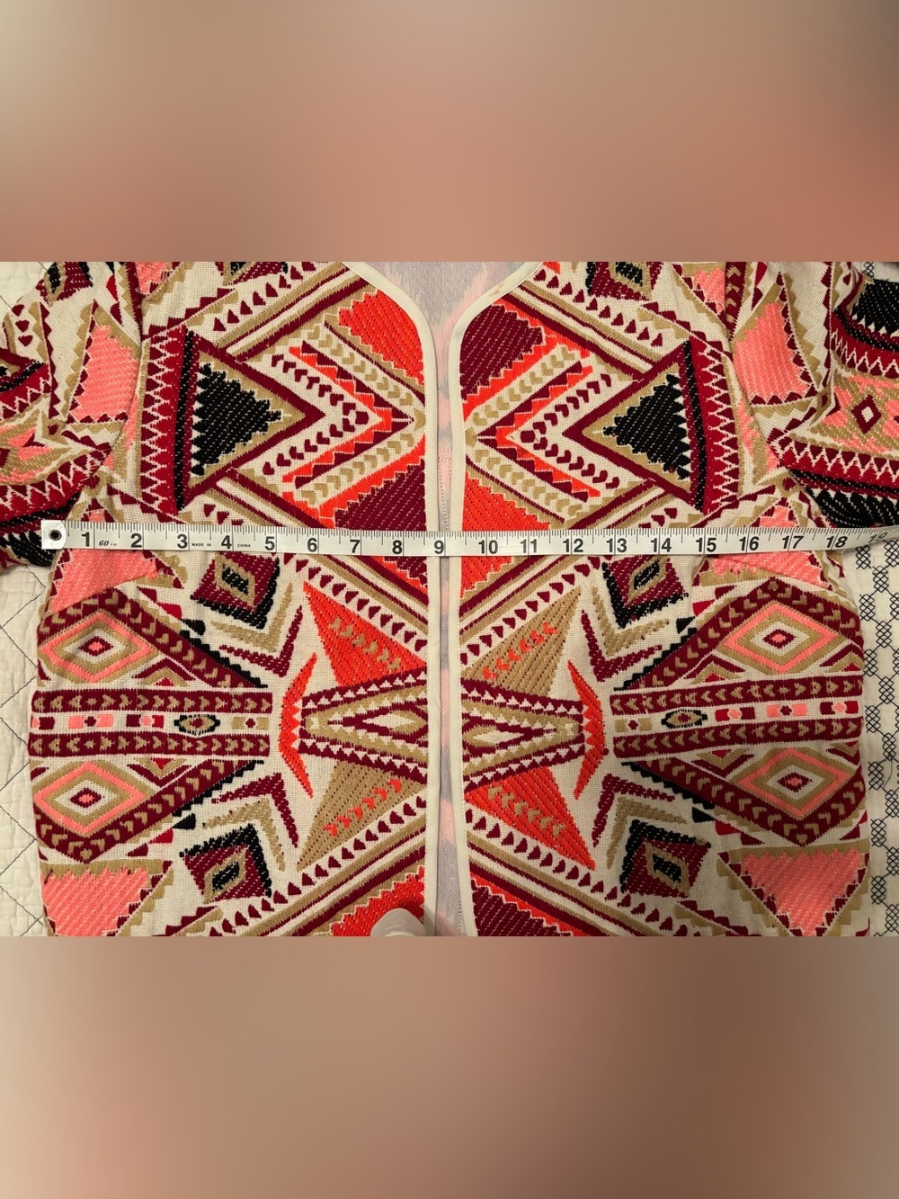 Top Shop Geometric Open-Front Jacket in Multi-Color 4 - Picture 9 of 14